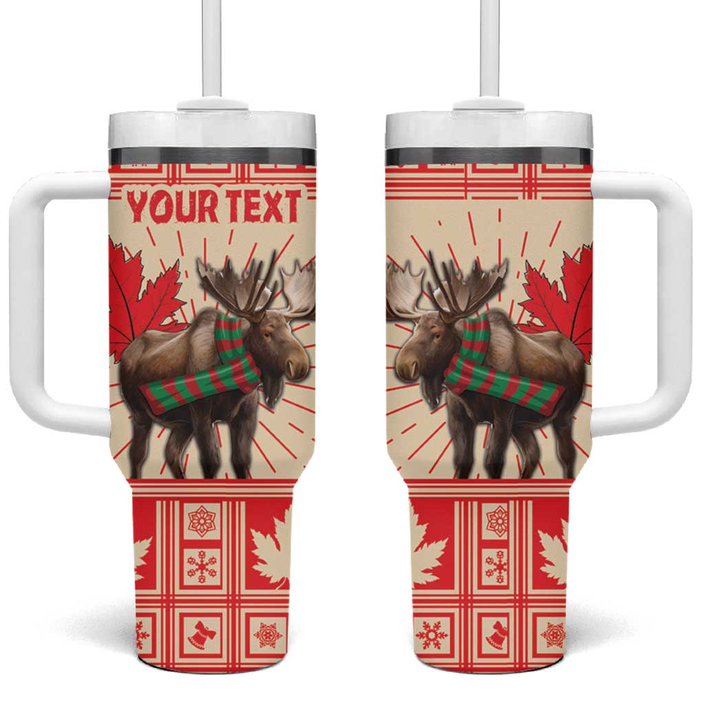Personalized Canada Moose Tumbler With Handle Maple Leaf Christmas Lightning Art - Wonder Print Shop