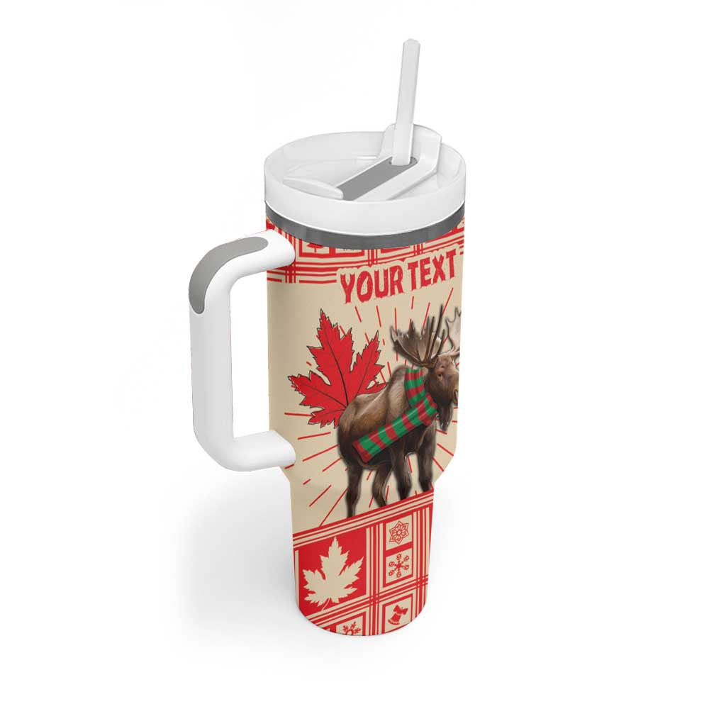 Personalized Canada Moose Tumbler With Handle Maple Leaf Christmas Lightning Art - Wonder Print Shop