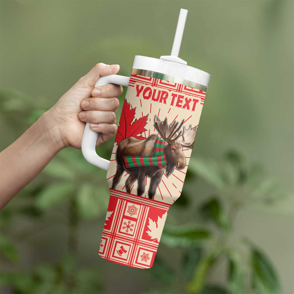 Personalized Canada Moose Tumbler With Handle Maple Leaf Christmas Lightning Art - Wonder Print Shop