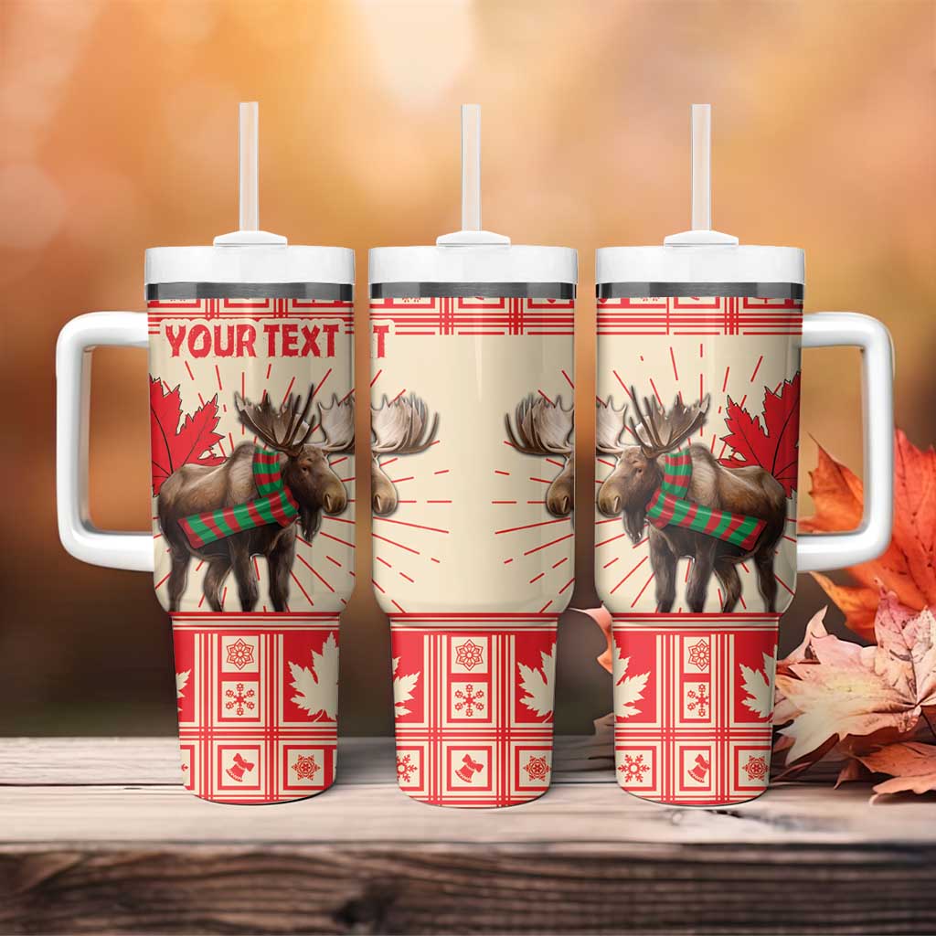 Personalized Canada Moose Tumbler With Handle Maple Leaf Christmas Lightning Art - Wonder Print Shop