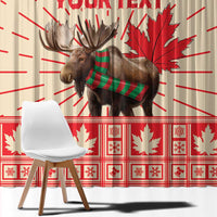 Personalized Canada Moose Window Curtain Maple Leaf Christmas Lightning Art - Wonder Print Shop