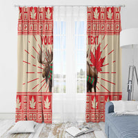 Personalized Canada Moose Window Curtain Maple Leaf Christmas Lightning Art - Wonder Print Shop