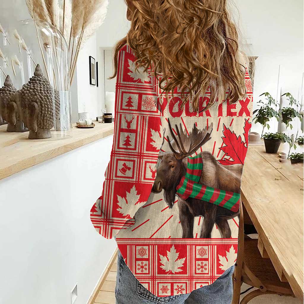 Personalized Canada Moose Women Casual Shirt Maple Leaf Christmas Lightning Art - Wonder Print Shop