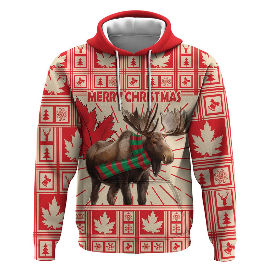 Personalized Canada Moose Zip Hoodie Maple Leaf Christmas Lightning Art - Wonder Print Shop