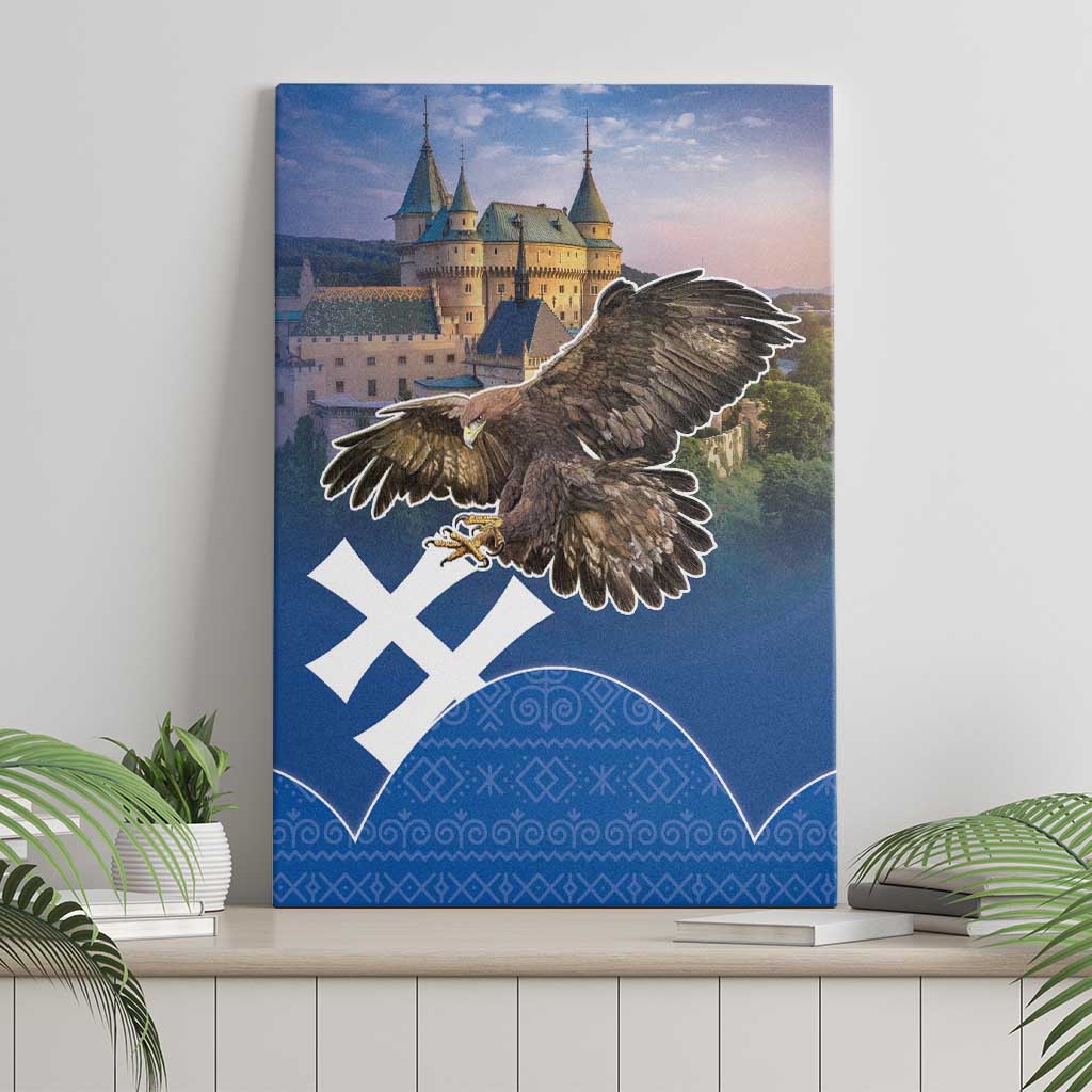 Slovakia Bojnice Castle Canvas Wall Art Golden Eagle With Slovak Pattern - Wonder Print Shop