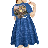 Slovakia Bojnice Castle Kid Short Sleeve Dress Golden Eagle With Slovak Pattern - Wonder Print Shop