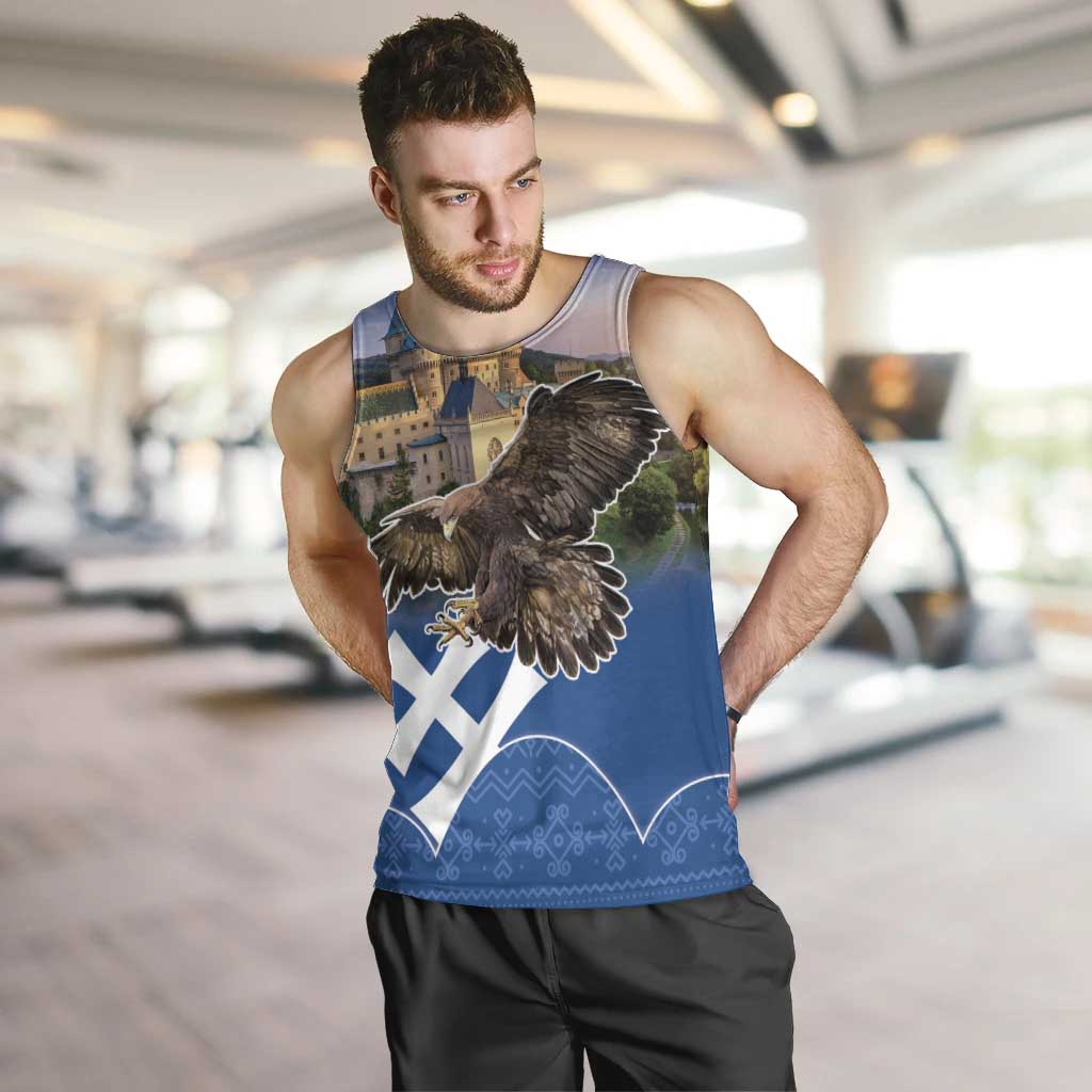 Slovakia Bojnice Castle Men Tank Top Golden Eagle With Slovak Pattern - Wonder Print Shop