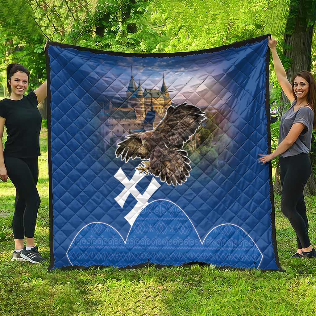Slovakia Bojnice Castle Quilt Golden Eagle With Slovak Pattern - Wonder Print Shop