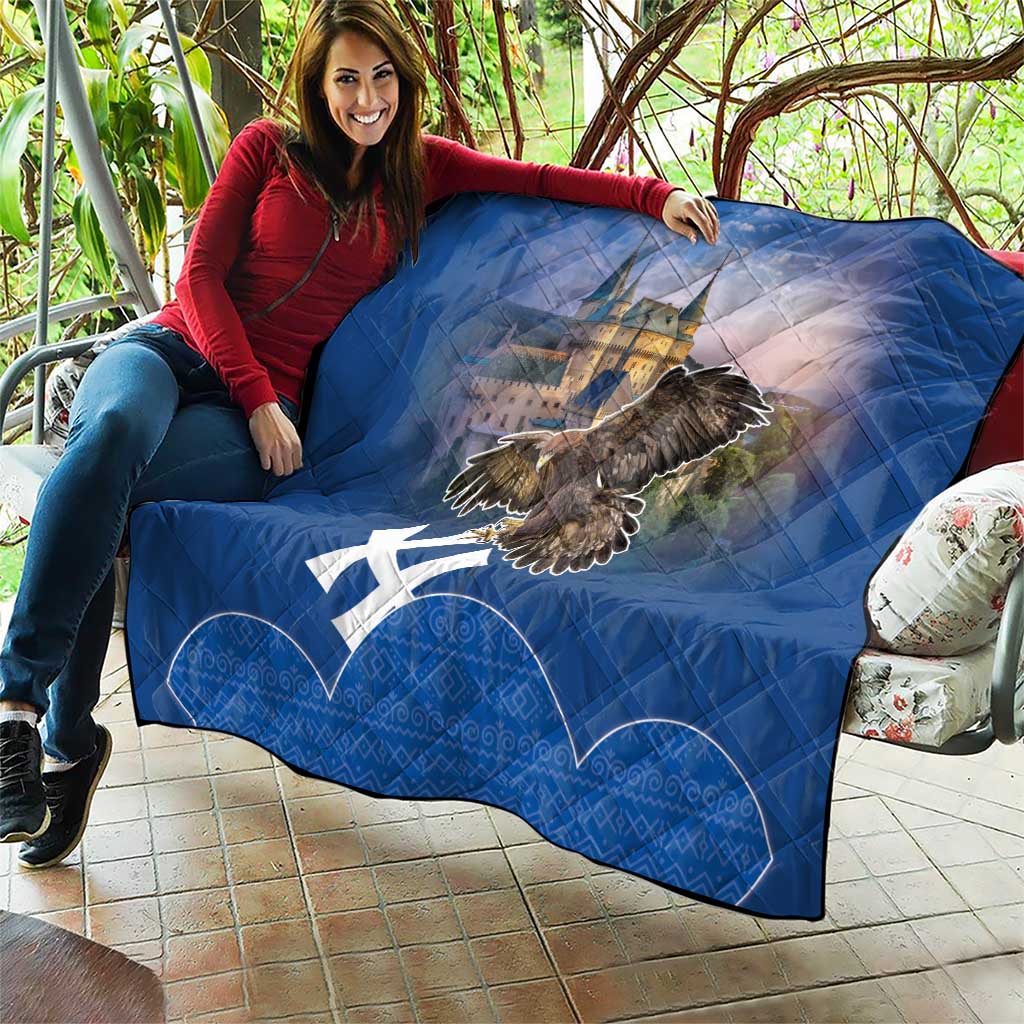 Slovakia Bojnice Castle Quilt Golden Eagle With Slovak Pattern - Wonder Print Shop