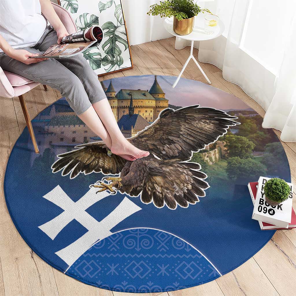 Slovakia Bojnice Castle Round Carpet Golden Eagle With Slovak Pattern