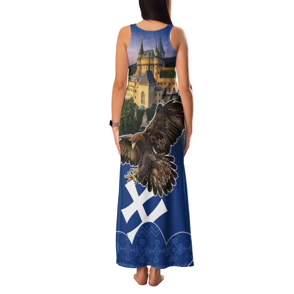 Slovakia Bojnice Castle Tank Maxi Dress Golden Eagle With Slovak Pattern - Wonder Print Shop