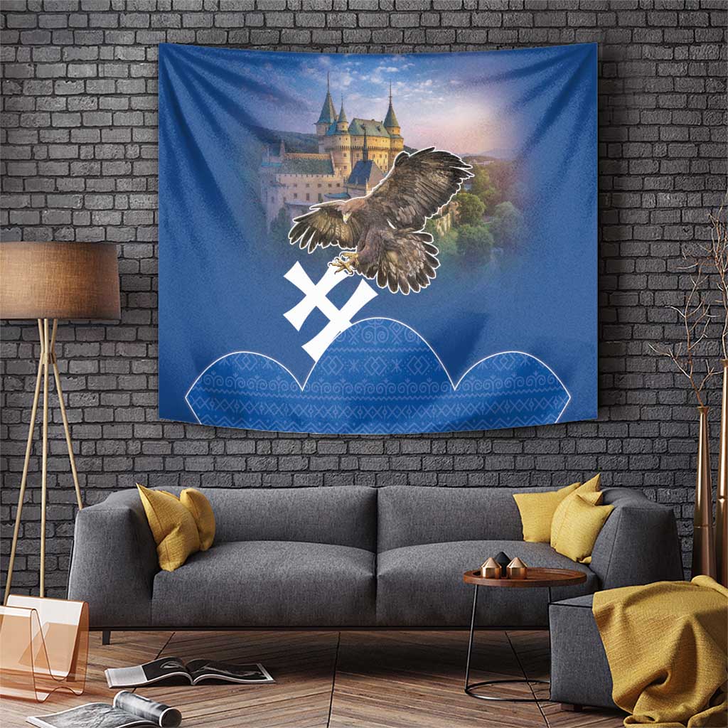 Slovakia Bojnice Castle Tapestry Golden Eagle With Slovak Pattern - Wonder Print Shop