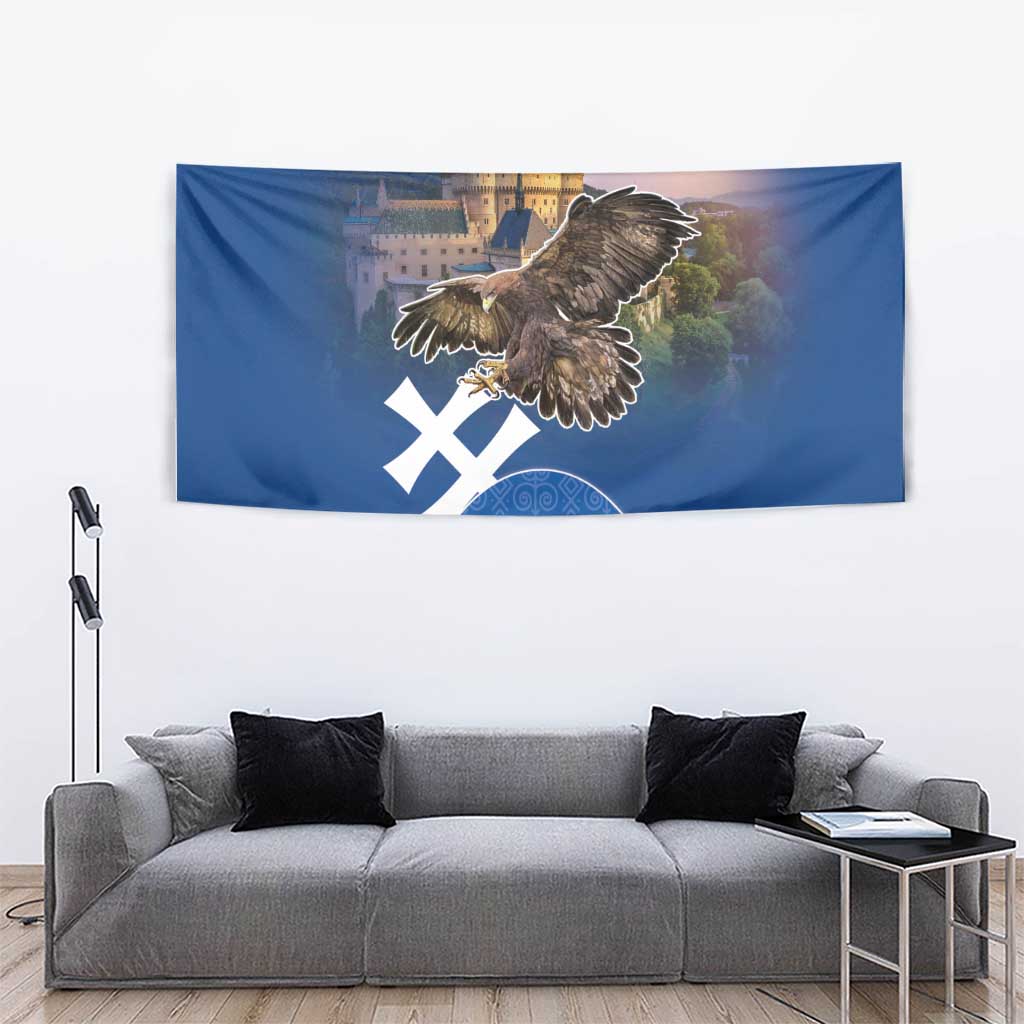 Slovakia Bojnice Castle Tapestry Golden Eagle With Slovak Pattern - Wonder Print Shop
