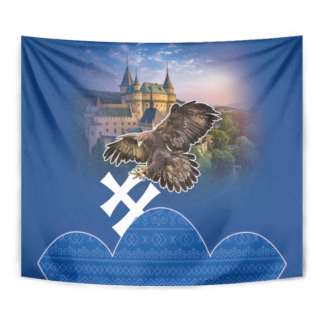 Slovakia Bojnice Castle Tapestry Golden Eagle With Slovak Pattern - Wonder Print Shop