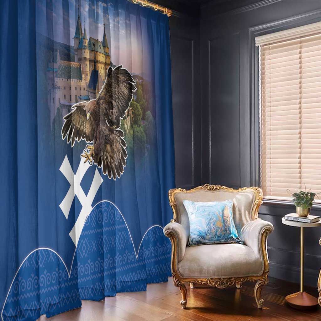 Slovakia Bojnice Castle Window Curtain Golden Eagle With Slovak Pattern - Wonder Print Shop