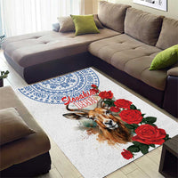 Slovakia Restoration Day 1993 Area Rug Tatra Chamois With Red Rose - Wonder Print Shop