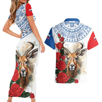 Slovakia Restoration Day 1993 Couples Matching Short Sleeve Bodycon Dress and Hawaiian Shirt Tatra Chamois With Red Rose - Wonder Print Shop