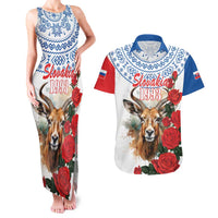 Slovakia Restoration Day 1993 Couples Matching Tank Maxi Dress and Hawaiian Shirt Tatra Chamois With Red Rose - Wonder Print Shop