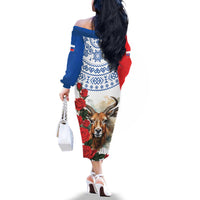 Slovakia Restoration Day 1993 Family Matching Off The Shoulder Long Sleeve Dress and Hawaiian Shirt Tatra Chamois With Red Rose - Wonder Print Shop