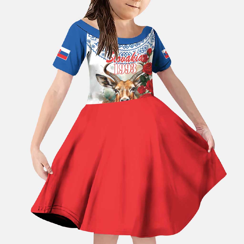 Slovakia Restoration Day 1993 Family Matching Off Shoulder Maxi Dress and Hawaiian Shirt Tatra Chamois With Red Rose - Wonder Print Shop