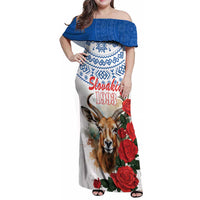 Slovakia Restoration Day 1993 Family Matching Off Shoulder Maxi Dress and Hawaiian Shirt Tatra Chamois With Red Rose - Wonder Print Shop