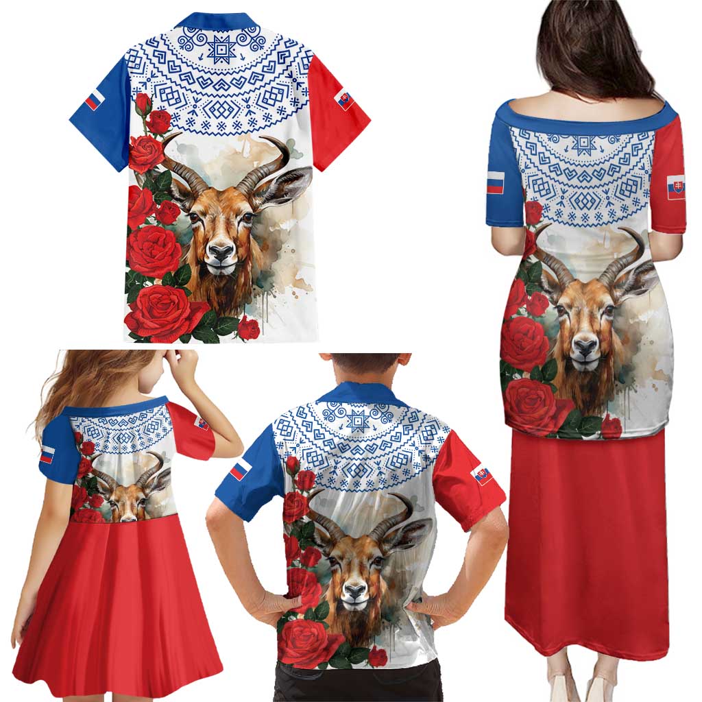 Slovakia Restoration Day 1993 Family Matching Puletasi and Hawaiian Shirt Tatra Chamois With Red Rose - Wonder Print Shop