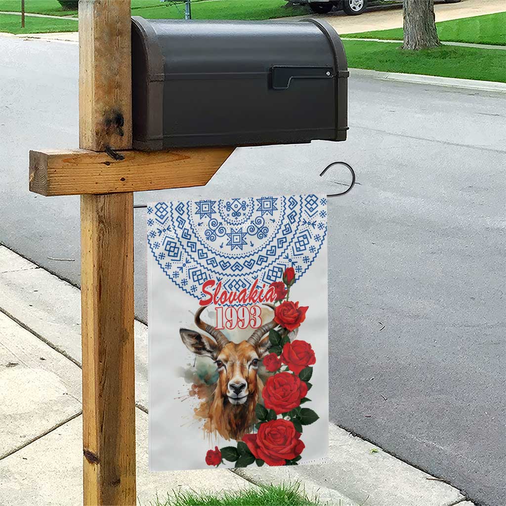 Slovakia Restoration Day 1993 Garden Flag Tatra Chamois With Red Rose - Wonder Print Shop