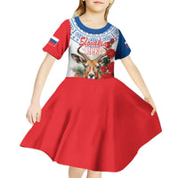 Slovakia Restoration Day 1993 Kid Short Sleeve Dress Tatra Chamois With Red Rose - Wonder Print Shop