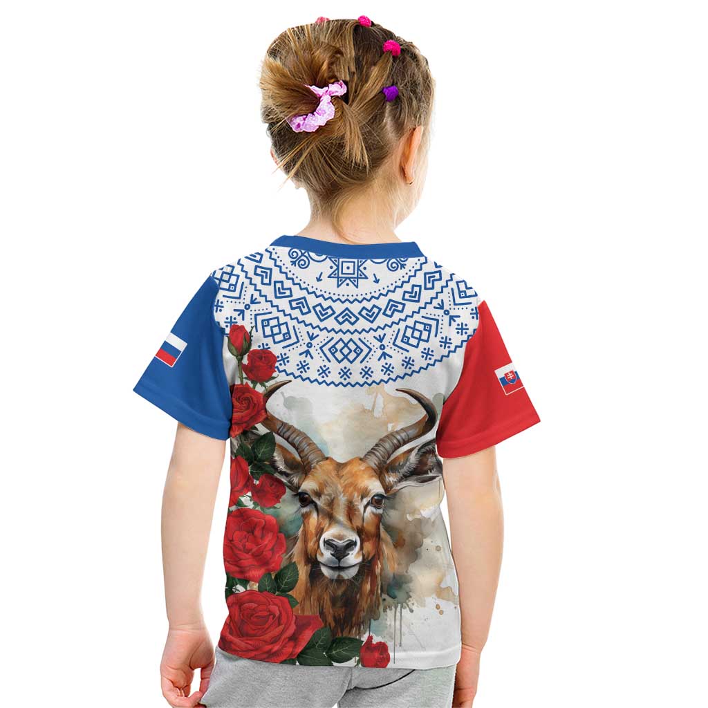Slovakia Restoration Day 1993 Kid T Shirt Tatra Chamois With Red Rose - Wonder Print Shop