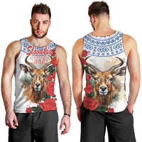 Slovakia Restoration Day 1993 Men Tank Top Tatra Chamois With Red Rose - Wonder Print Shop