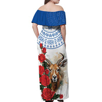 Slovakia Restoration Day 1993 Off Shoulder Maxi Dress Tatra Chamois With Red Rose - Wonder Print Shop