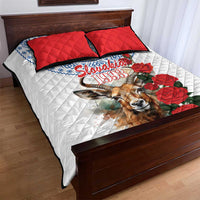 Slovakia Restoration Day 1993 Quilt Bed Set Tatra Chamois With Red Rose - Wonder Print Shop