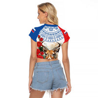 Slovakia Restoration Day 1993 Raglan Cropped T Shirt Tatra Chamois With Red Rose - Wonder Print Shop