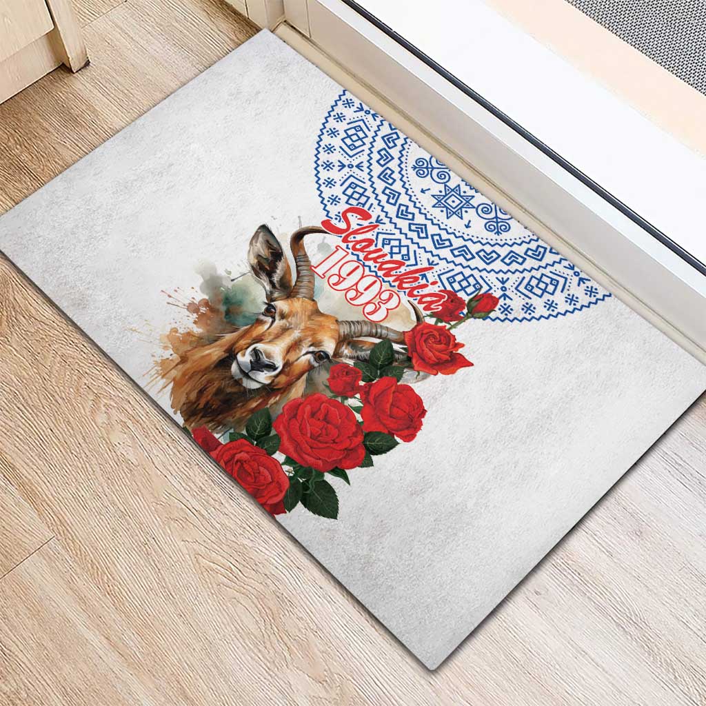 Slovakia Restoration Day 1993 Rubber Doormat Tatra Chamois With Red Rose - Wonder Print Shop