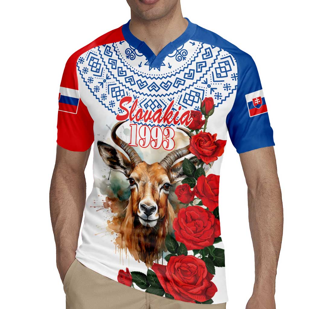Slovakia Restoration Day 1993 Rugby Jersey Tatra Chamois With Red Rose - Wonder Print Shop