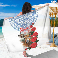 Slovakia Restoration Day 1993 Sarong Tatra Chamois With Red Rose - Wonder Print Shop