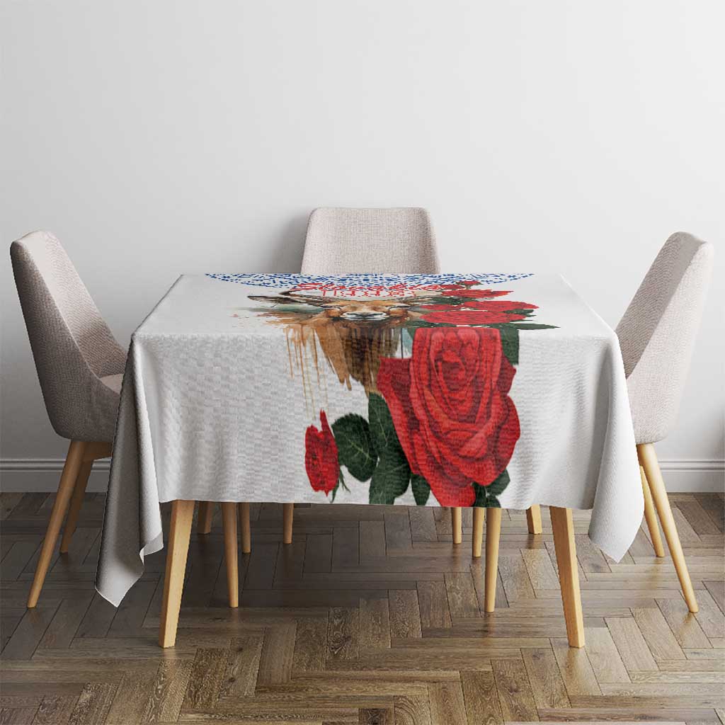 Slovakia Restoration Day 1993 Tablecloth Tatra Chamois With Red Rose - Wonder Print Shop