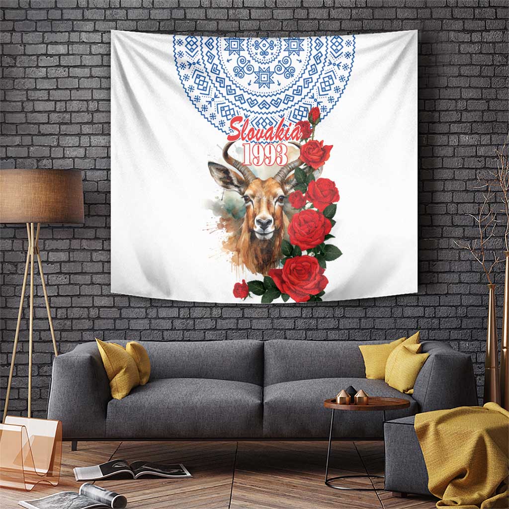 Slovakia Restoration Day 1993 Tapestry Tatra Chamois With Red Rose - Wonder Print Shop