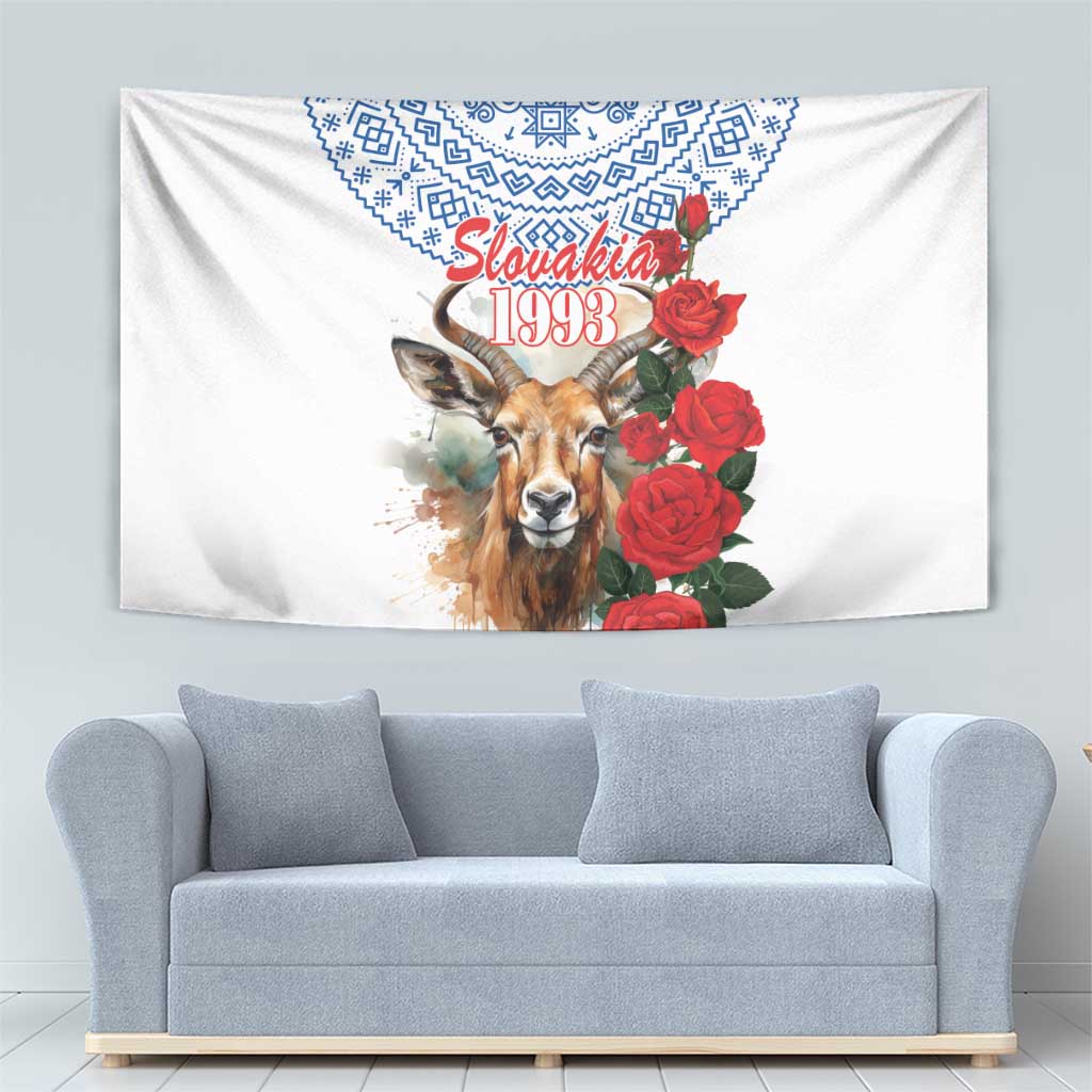Slovakia Restoration Day 1993 Tapestry Tatra Chamois With Red Rose - Wonder Print Shop