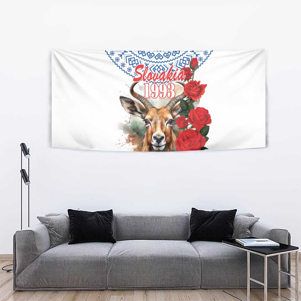 Slovakia Restoration Day 1993 Tapestry Tatra Chamois With Red Rose - Wonder Print Shop