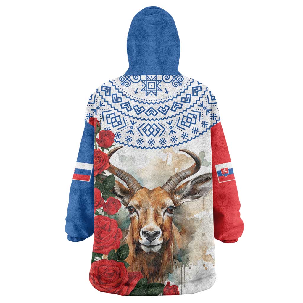 Slovakia Restoration Day 1993 Wearable Blanket Hoodie Tatra Chamois With Red Rose - Wonder Print Shop