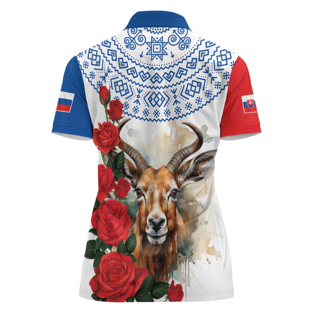 Slovakia Restoration Day 1993 Women Polo Shirt Tatra Chamois With Red Rose - Wonder Print Shop