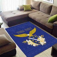 Personalized Bosnia and Herzegovina Independence Day Area Rug Golden Eagle With Lilium Bosniacum
