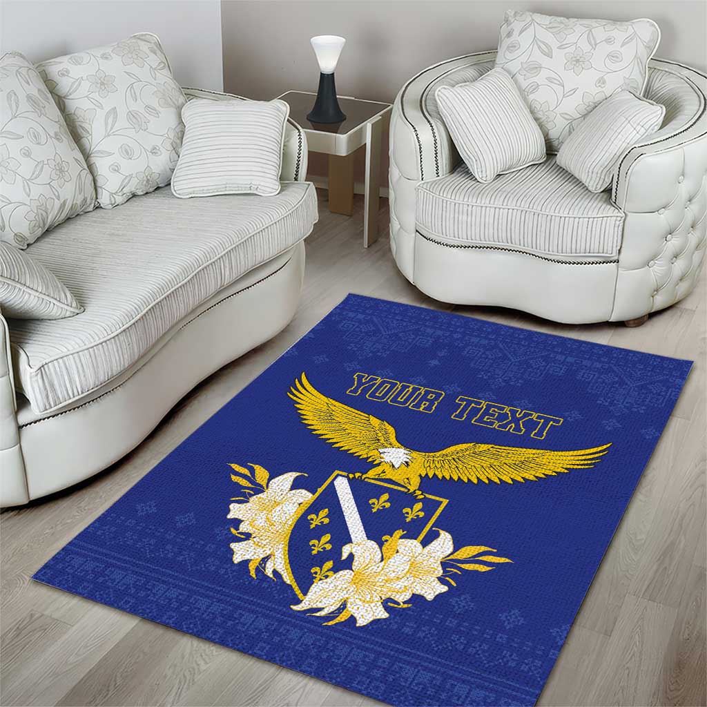 Personalized Bosnia and Herzegovina Independence Day Area Rug Golden Eagle With Lilium Bosniacum