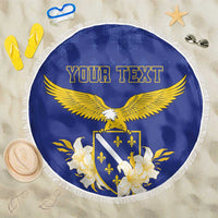 Personalized Bosnia and Herzegovina Independence Day Beach Blanket Golden Eagle With Lilium Bosniacum