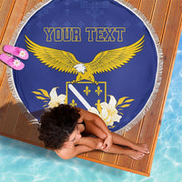 Personalized Bosnia and Herzegovina Independence Day Beach Blanket Golden Eagle With Lilium Bosniacum