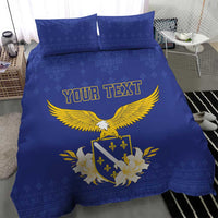 Personalized Bosnia and Herzegovina Independence Day Bedding Set Golden Eagle With Lilium Bosniacum