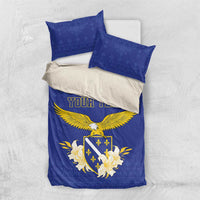 Personalized Bosnia and Herzegovina Independence Day Bedding Set Golden Eagle With Lilium Bosniacum