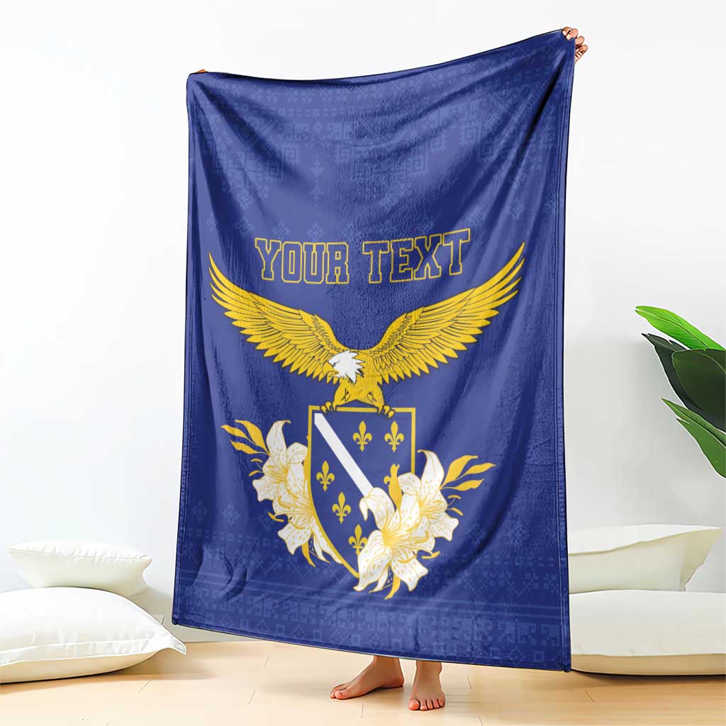 Personalized Bosnia and Herzegovina Independence Day Blanket Golden Eagle With Lilium Bosniacum