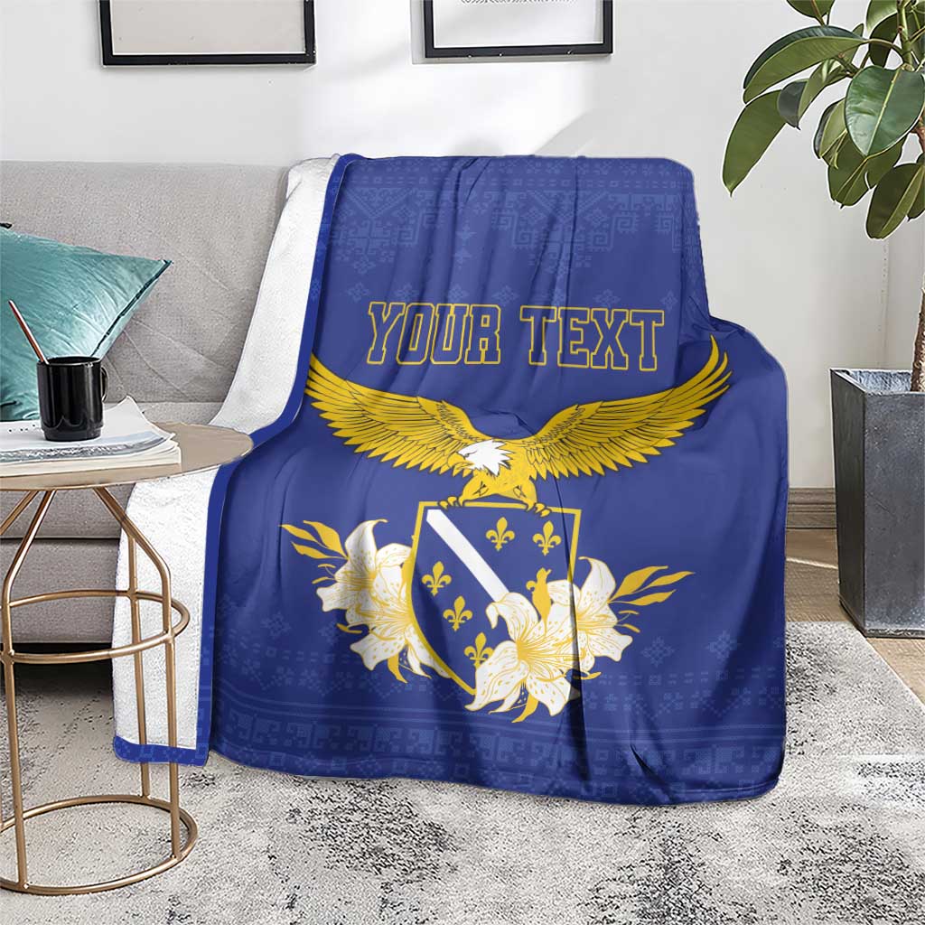Personalized Bosnia and Herzegovina Independence Day Blanket Golden Eagle With Lilium Bosniacum